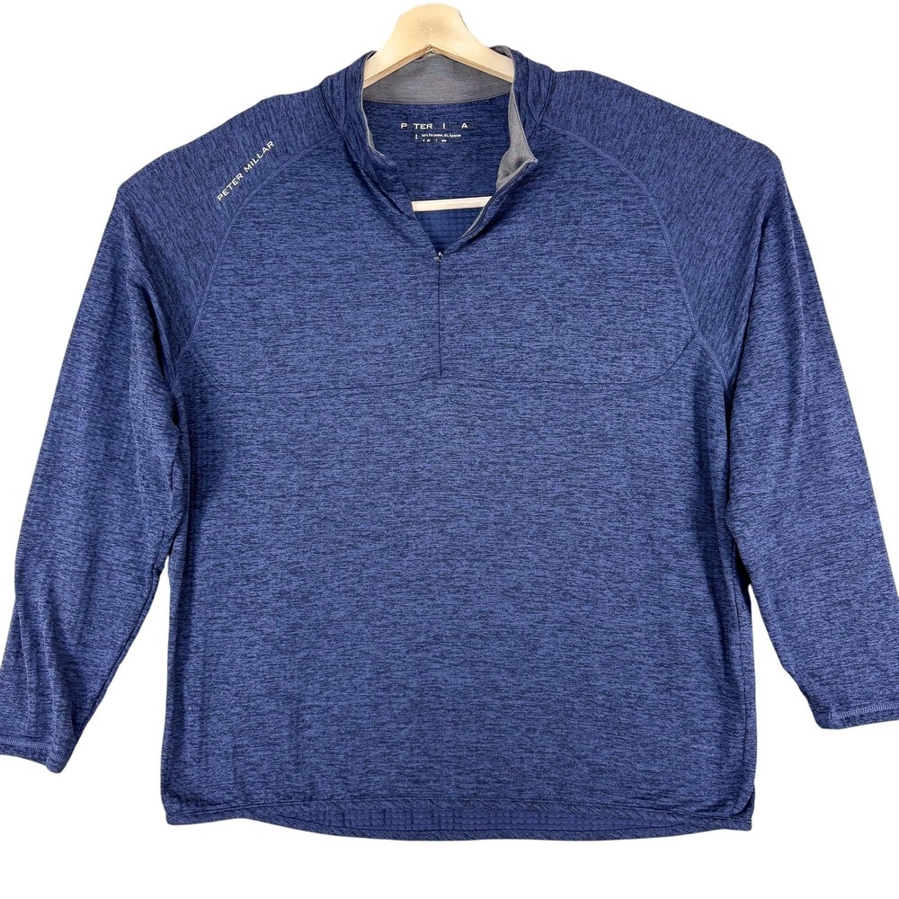 Peter Millar Mens XL Blue Quarter Zip Performance Golf Pullover MA22EK340